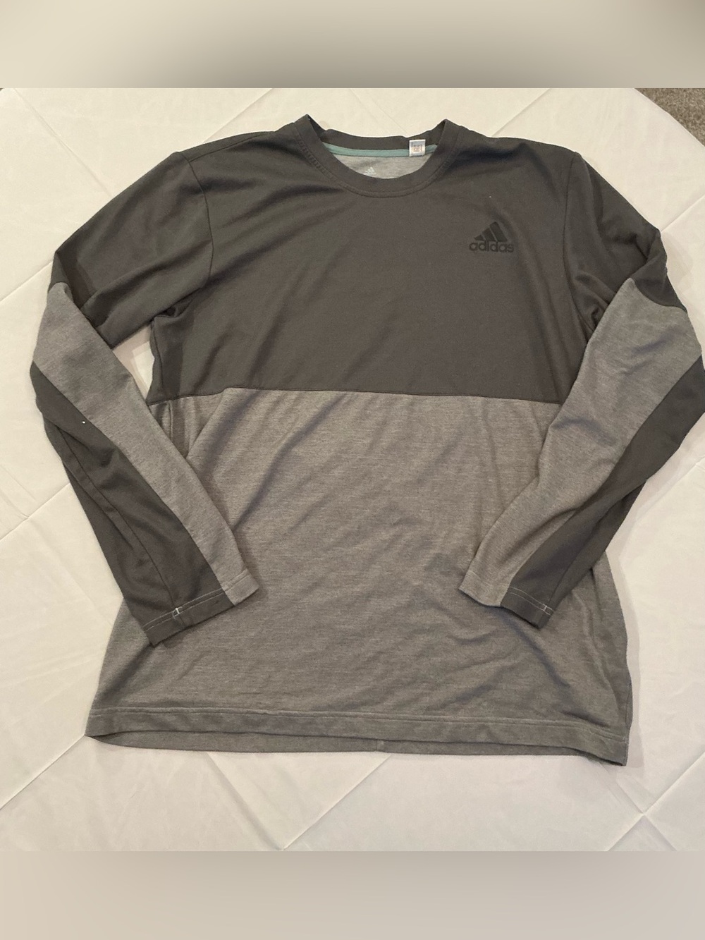 Adidas Men's Two-Tone Long Sleeve Performance Tee - Black/Gray